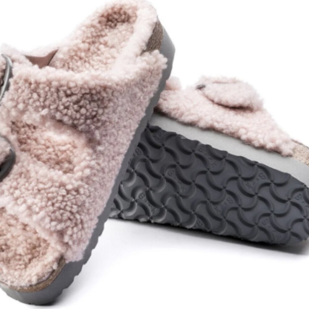 Birkenstock Arizona Big Buckle Teddy, Crystal Rose, Sz 9/9.5